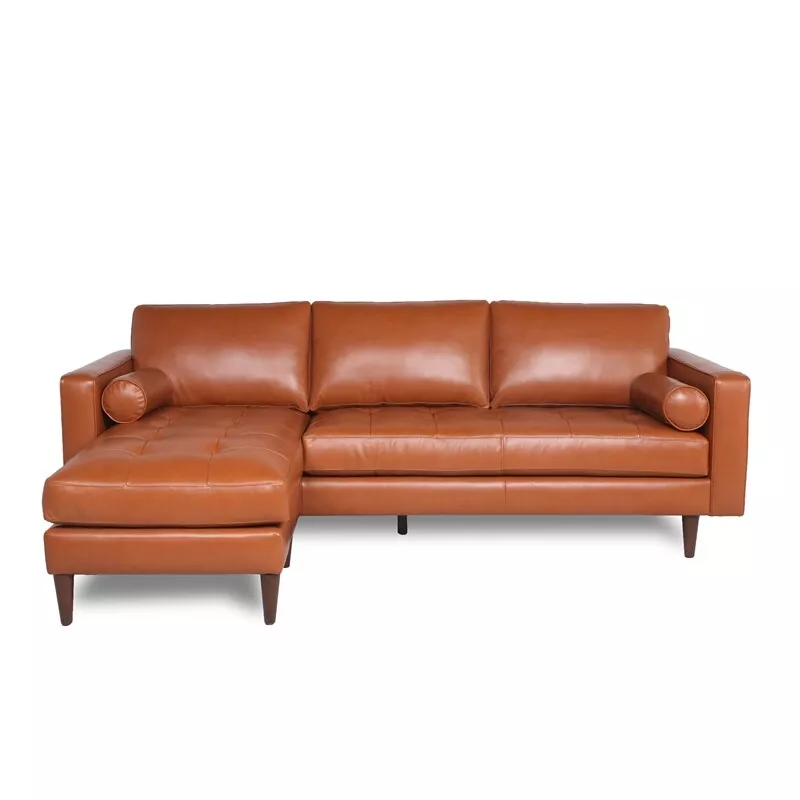 Camel sectional leather deals