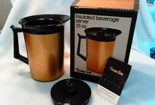 Thermo Serv Beverage Server 55 oz Server VTG  Black Gold West Bend Carafe ~ NOS