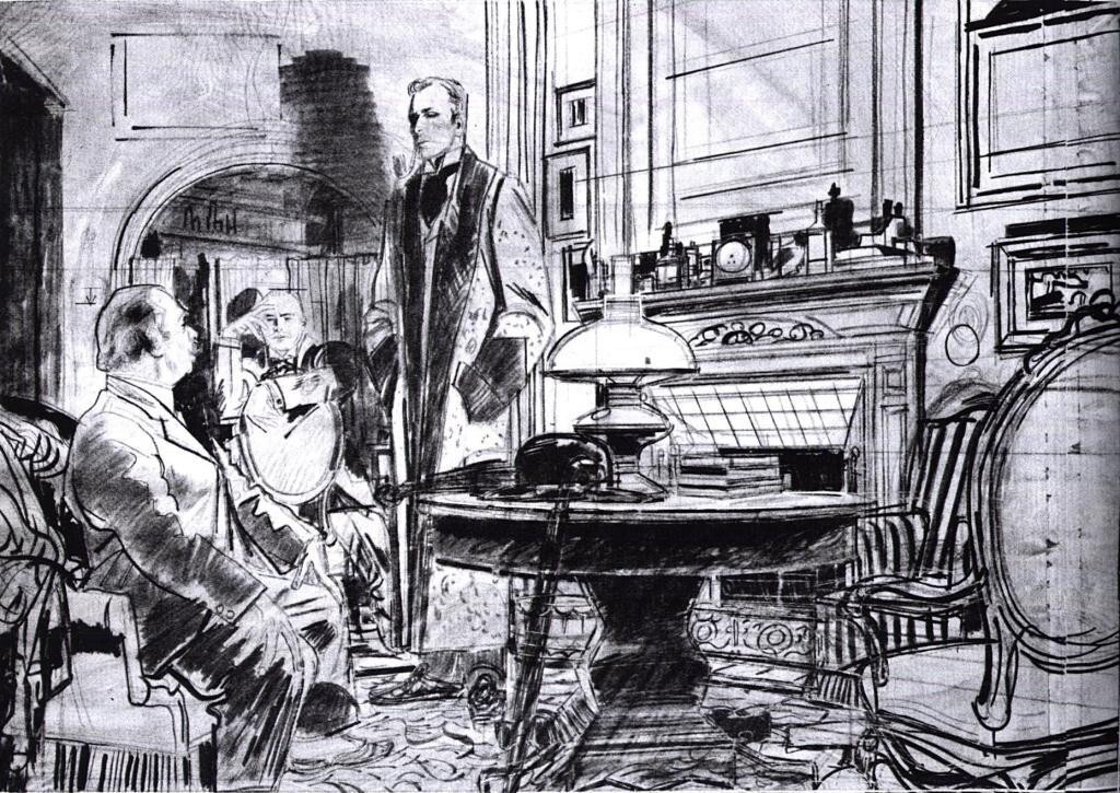 Sherlock Holmes Drawing by Robert Fawcett Midcentury