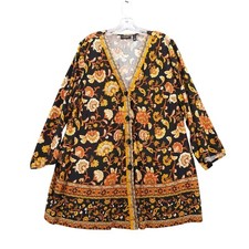 Susan Graver Weekend Floral Print Button Front Rayon Cardigan Jacket XLP Boho