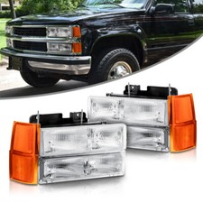 Pair Left Right Headlights For 1994-1999 Chevy C1500 Suburban Silverado K1500