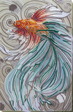 Fish Halfmoon Bead Embroidery Kit DIY Beaded Home Decor Wall Art