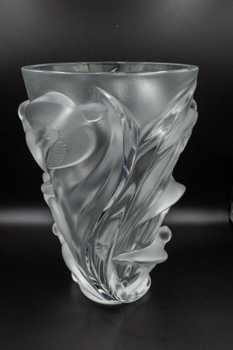 LALIQUE 波模様 クリスタル皿 LALIQUE 送料無料 ◇ ガラス工芸 Lalique ラリック クリスタル