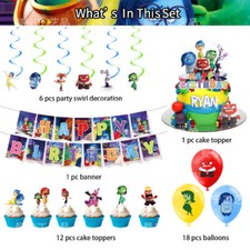 Inside Out Party Supplies Kids Birthday Patry Balloons Banner Cake Toppers 