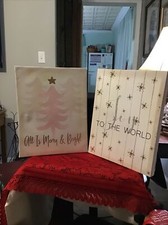 Christmas Canvas Wall Art All Is Merry And Bright  Joy To The World. Sale