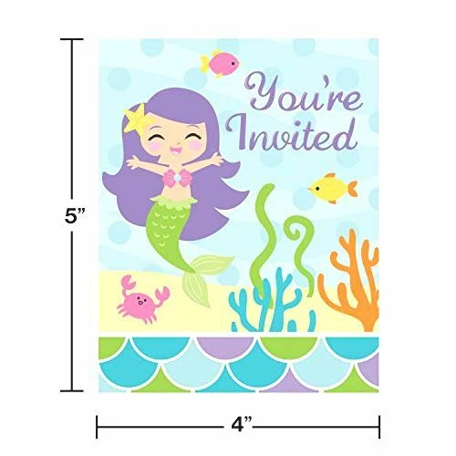 Creative Converting Party Mermaid Friends Foldover Invitation, One Size, Multico - Image 2 of 3