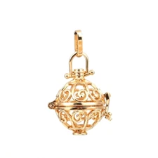 Gold Round Locket Pendant Pregnancy Chime Ball Angel Mexican Bola Harmony Prayer