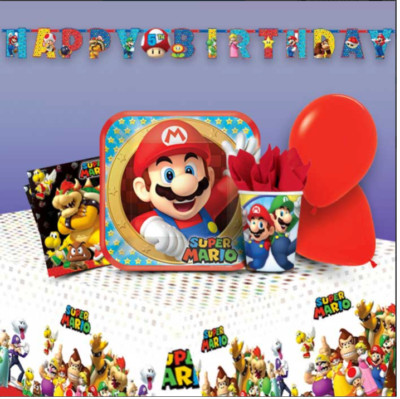 Super Mario Party Tableware Decorations Plates Napkins Cups Tablecover Supplies