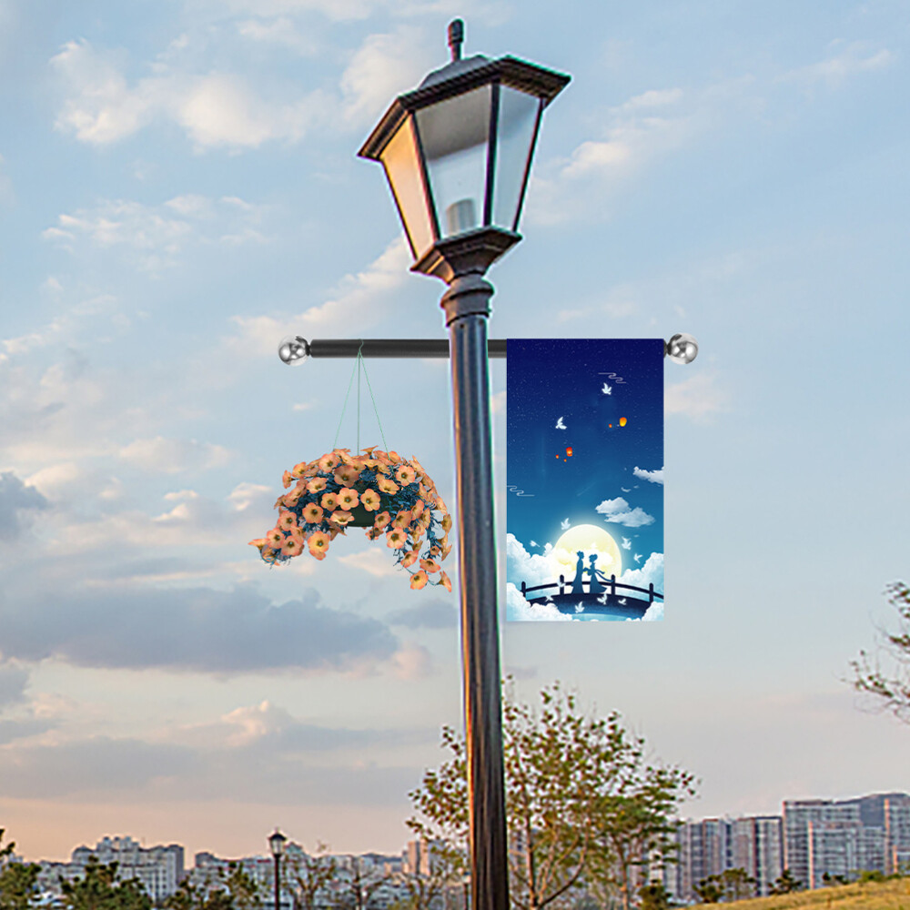 3pcs Outdoor Lamp Post Flag Holder Garden Light Rod Arm Handle Lamp