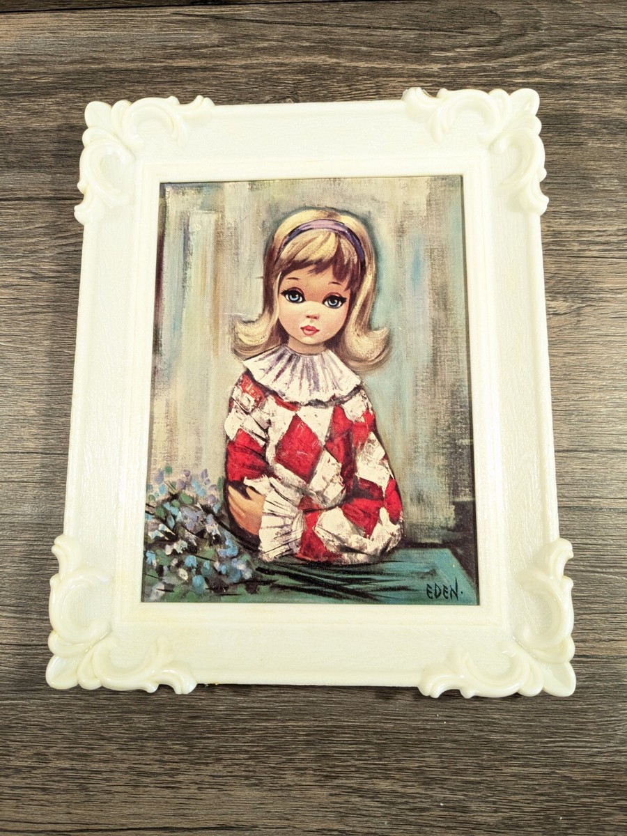 Set Of 3 Vintage 60's * Eden * Big Eyed Girl Litho Prints