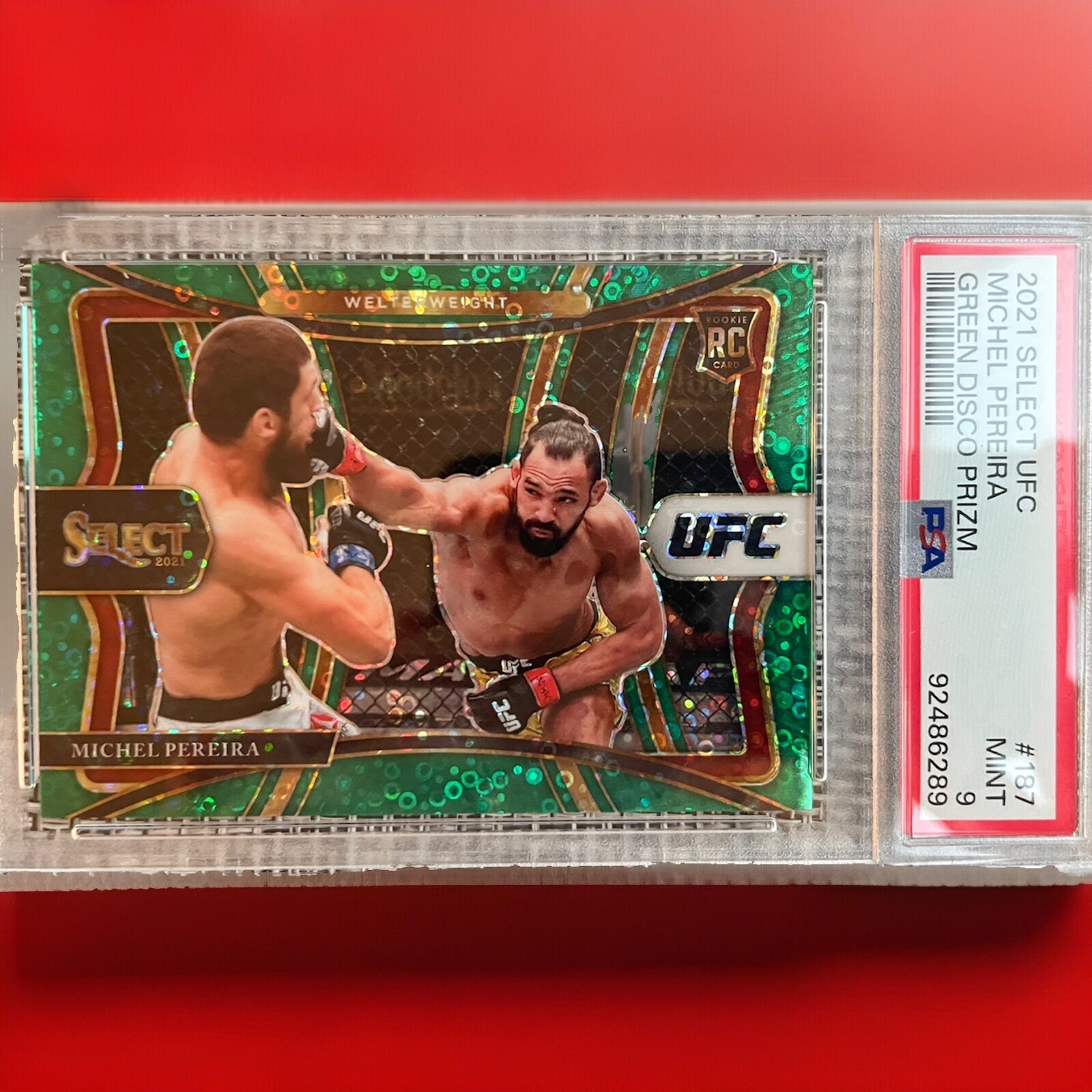2021 Panini Select UFC - Premier Level Green Disco Prizm RC Michel Pereira /5