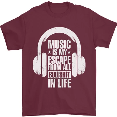 La Musique Est Mon Évasion De La Vie B/S T-Shirt Pour Hommes 100% Coton - Photo 1/4