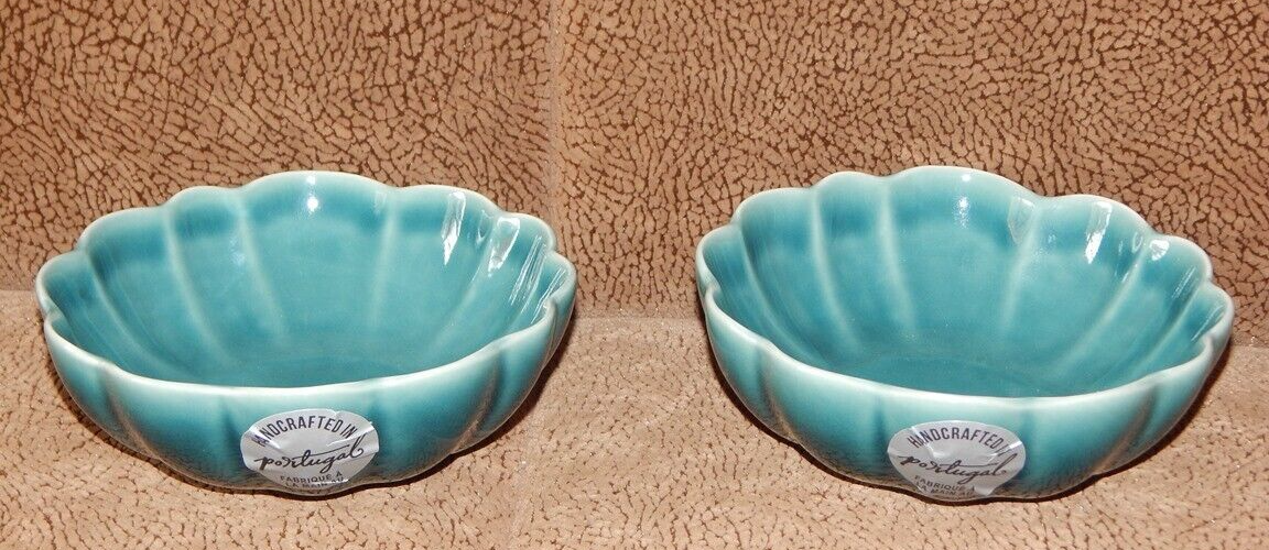 MATCERAMICA Sea Waves Scallop Edge Serving Bowl 6” Made in Portugal Set