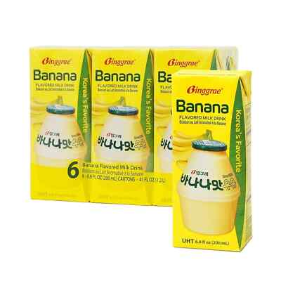 #ad 6 Pack Binggrae Banana Flavored Milk Drink Korean Favorite 6.8 Fl Oz $14.95
