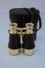 Nautical Brass Binocular With Leather Box Vintage Marine Spyglass Binocular