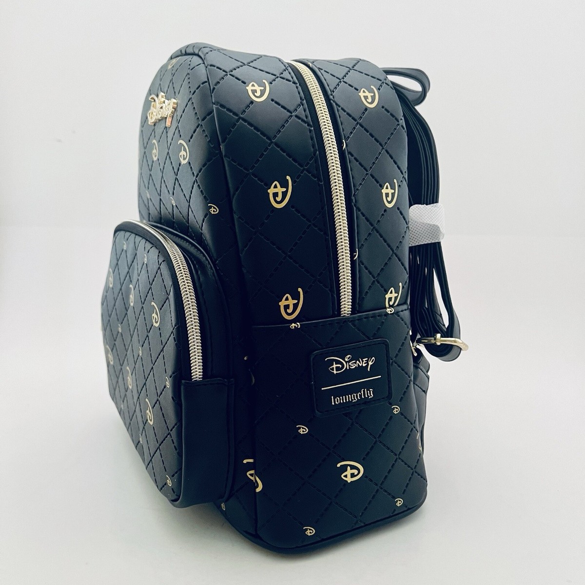 Loungefly X Disney Quilted Black Gold Icon Mini Backpack  display picture 2