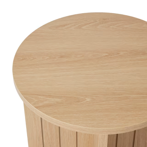 NEW Lyn Side Table Round Living Room Furniture Wooden Ribbed Textured Design - Picture 3 of 6