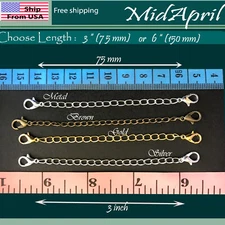 Extender /Safety Chain Extender Necklace Bracelet Lobster lock 3" or 6"