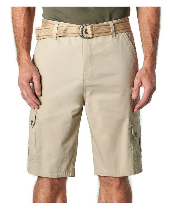 IRON CLOTHING STRETCH TWILL MULTI POCKET CARGO SHORTS, WHEAT, SIZE