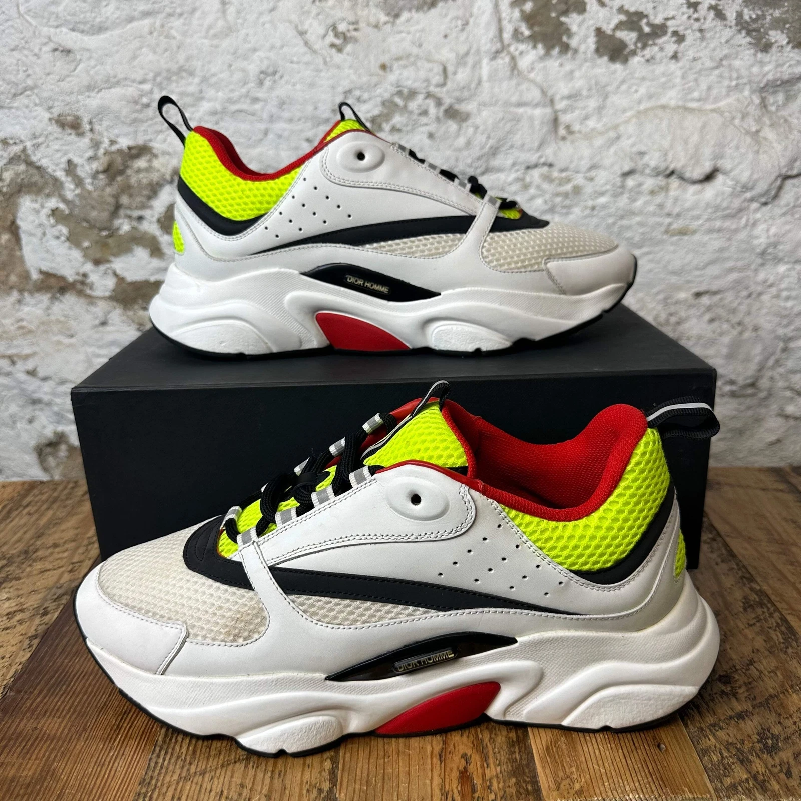 Baskets Dior B22 vert jaune blanc taille 11 (44)