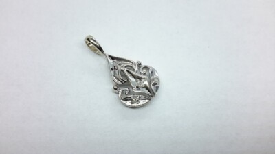 Damen 14k Weißgold Fancy Diamant filigran Anhänger Träne Tropfen