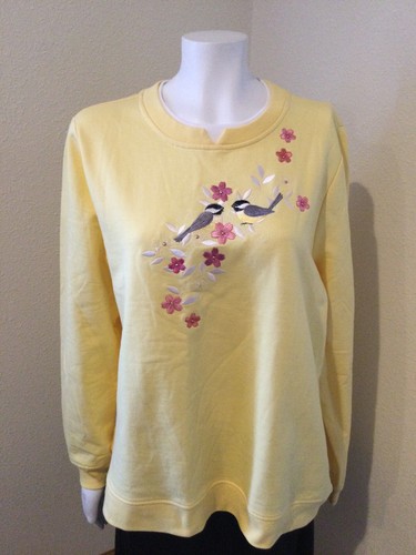 Women’s Breckinridge crewneck long sleeve yellow embroidered sweater top size XL
