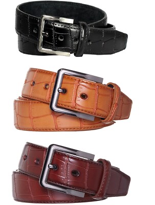 Croc Pattern Polyurethane Leather WIDE  Fashion Belt For Men - 3 Colors GL101