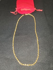 Authentic 4MM Sparkling 18" Inch Rare Diamond Cut 14K Gold Plated Rope Necklace Armor Clad