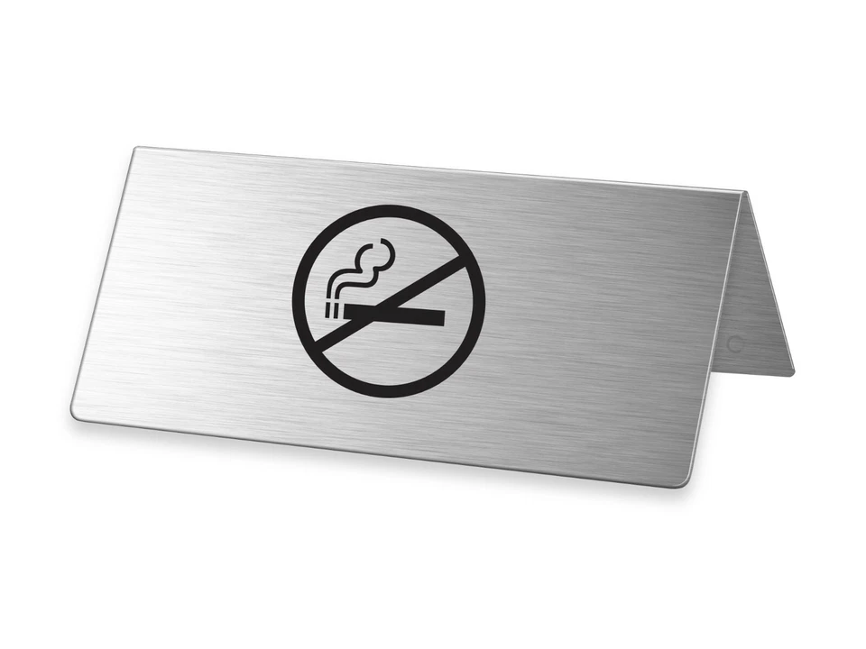 Tischschild Rauchverbot Tischaufsteller 85x40 mm Edelstahl fein gebürstet - Bild 1 von 1