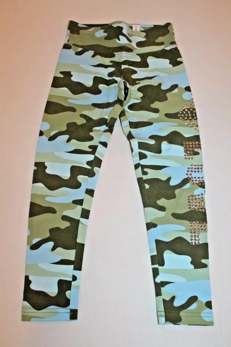 Justice Green & Blue Camo Leggings Girl Size 6 Active Wear Legging Pants  NEW