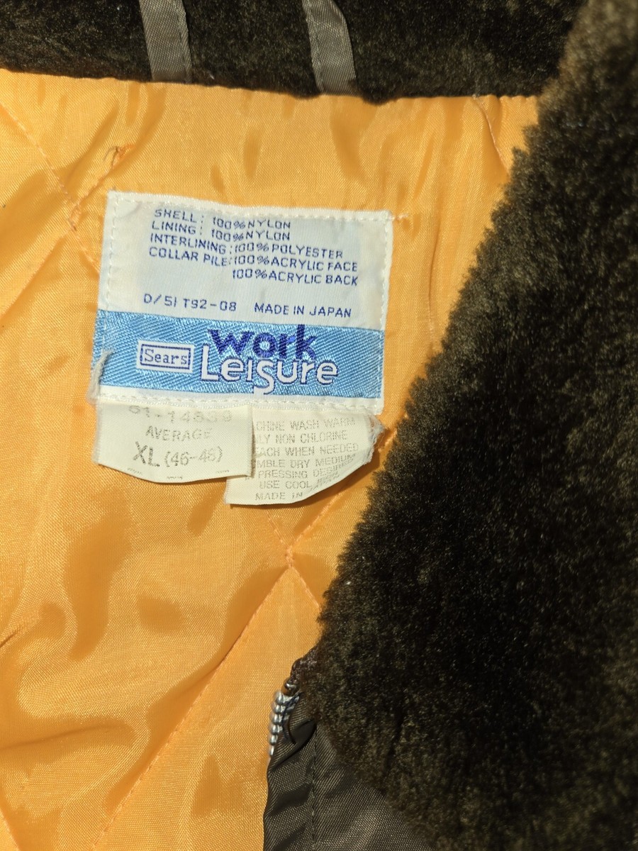 超美品 70's Sears Work Leisure B-15 XL Vintage Sears Work Leisure Brown Flight Bomber Jacket Sz XL