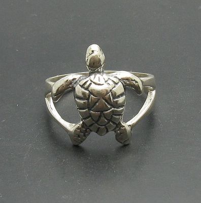 Genuine Sterling Silver Ring Turtle Hallmarked Solid 925 Handmade