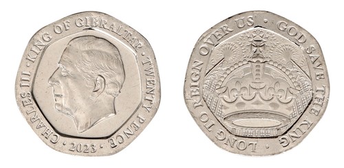 Gibraltar 20 Pence, 2023-2024, N #399097, Mint, Commemorative