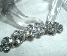 VINTAGE GLAMOROUS WHITE RHINESTONE DOGWOOD FLOWER HAIR BARRETTE