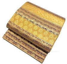 Pure silk Kimono Obi Belt - Gold Thread, Arabesque Pattern, Formal Used