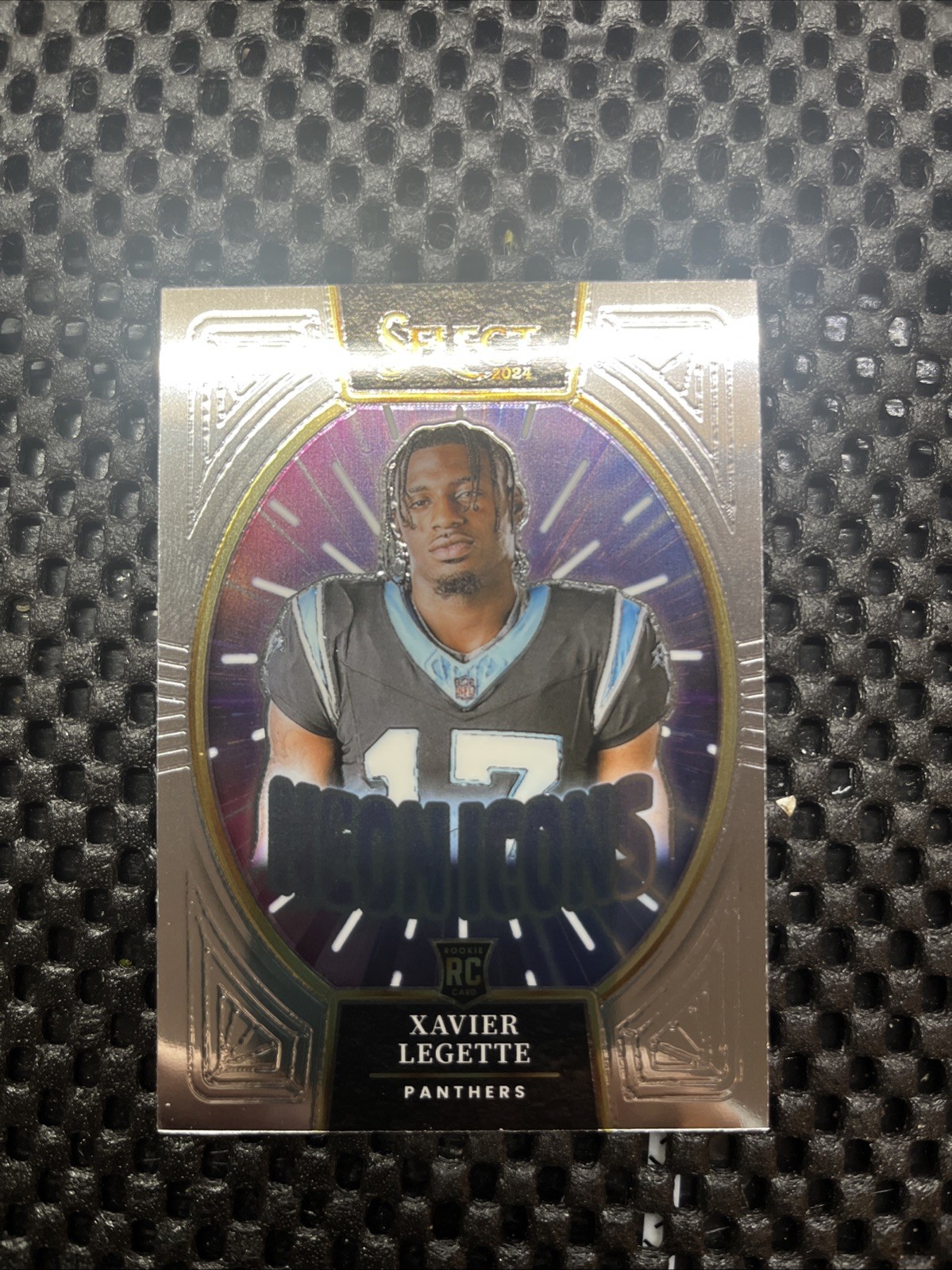 2024 Panini Select Xavier Legette Neon Icons Rookie RC #7 Carolina Panthers