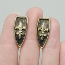 Vintage Hickok Fleur De Lis Shield Shape Cufflinks Gold Tone Bullet Back