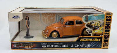 Jada Toys Transformers VW Beetle Bumblebee & Charlie Figure Hollywood Rides 1:24