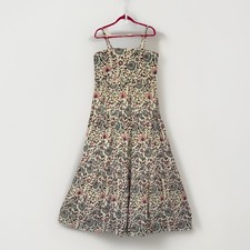 NWT RAGA Deema Tiered Floral Paisley Maxi Dress L Large Cream Boho Summer Cotton