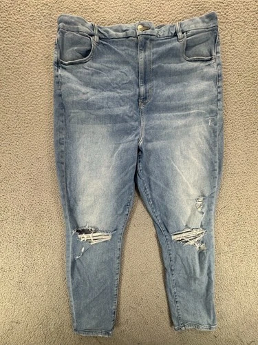 American Eagle Womens Curvy Highest Rise Distressed Jeggings Denim Blue Size 22R