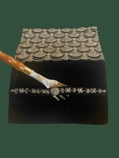 Vintage Black Velvet Zardozi Clutch Hand-Embroidered Art Deco Bag 5 x 8