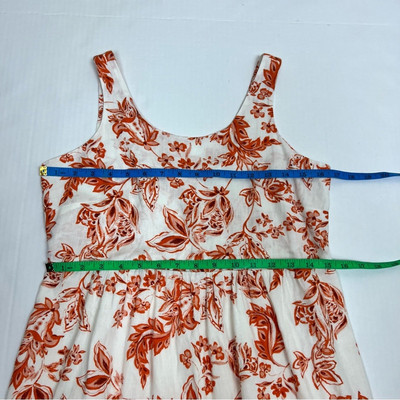 J. Jill Linen Foral Maxi Dress XS Women's White Orange Ruched Casual Summer  | eBay