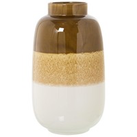 DRW Tischvase Aus Keramik, Dreifarbig, Braun Und Weiß, 24 X 41 Cm