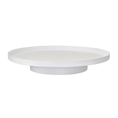 Dekotablett SCANDI weiß aus Metall D35cm Dekoplateau schlicht Tablett mit Fuß