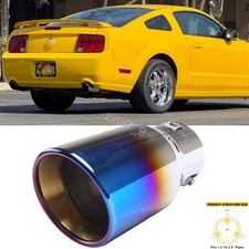 1pc Blue Exhaust Pipe Rear Throat Muffler 38-76mm For 2006 Ford Mustang Gt Coupe