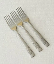 Mainstays Stainless Pierremont 3 Salad Forks Basketweave Band Glossy