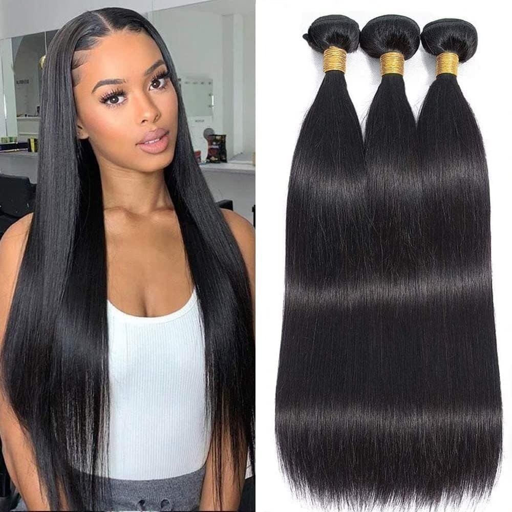 Straight Human Hair Bundles 14 16 18 Inch Brazilian Straight Hair Bundle 100%...
