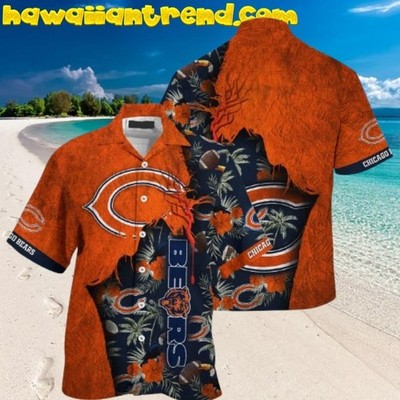 Chicago Football Team Bearss Vintage Style And Tear Hawaiian Shirt, Unisex Adult