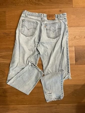 Vintage Levi's Orange Tab 550 Relaxed Tapered Fit 36x34 Distressed Thrashed