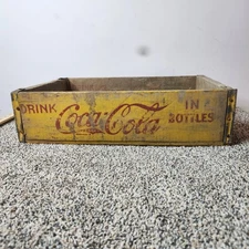Vintage 1966 Yellow & Red Wooden Coca-Cola 'Open Tray Design' Crate 